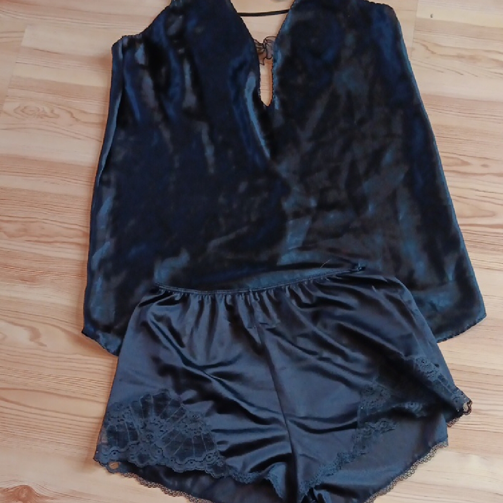 Black Satin Chemise with Luxurious Sheen